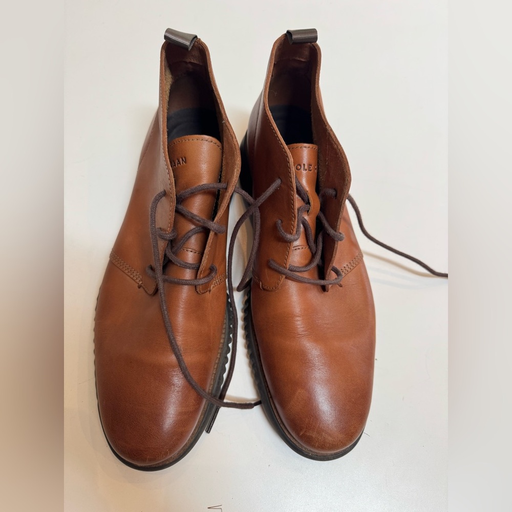 Cole Haan Brown Chukka Boots Smooth Leather Minimalist Design